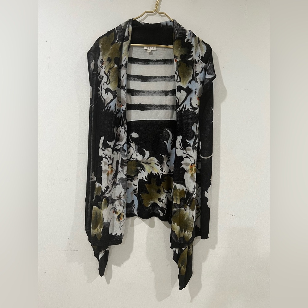 Adore Black and Olive Floral Cardigan